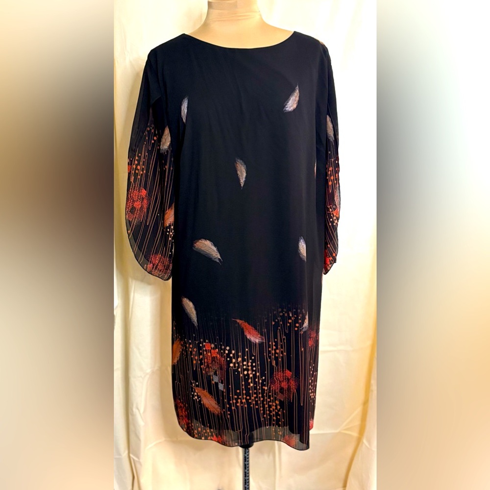 Grace Karin Black and Orange Flutter Sleeve Dress
